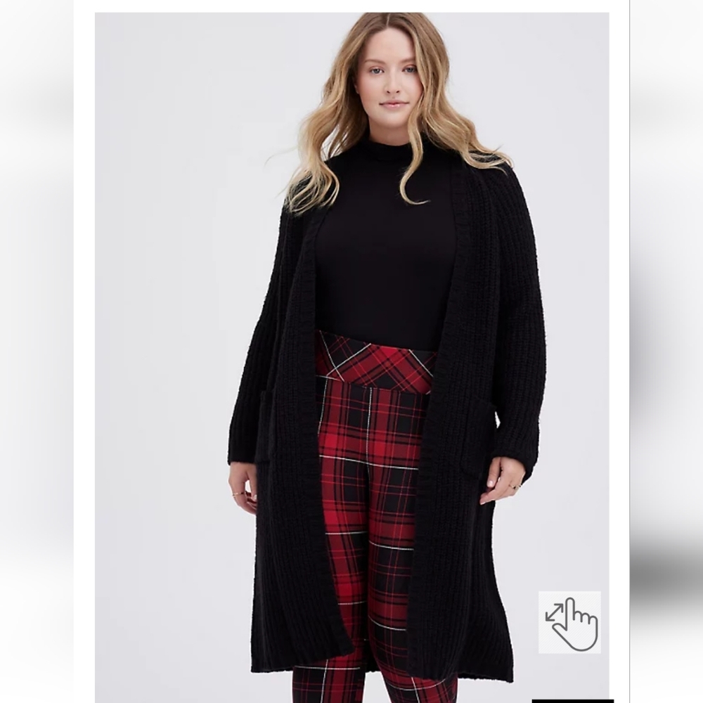 Torrid Chunky Knit Duster Open Front Sweater, Black Asphalt, Raglan Sleeve, Sz 3